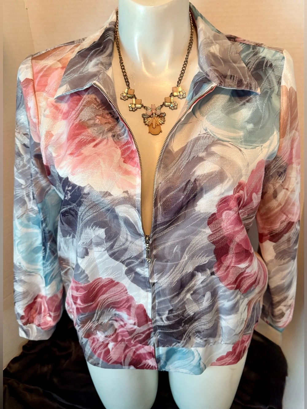 Alfred Dunner Floral Zip-Front Jacket size 14
